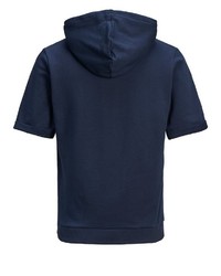 dunkelblauer Kurzarmpullover mit einem Kapuze von Jack & Jones