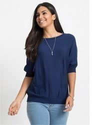 dunkelblauer Kurzarmpullover von bonprix