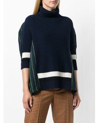 dunkelblauer Kurzarmpullover von Sacai