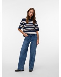 dunkelblauer Kurzarmpullover von Vero Moda