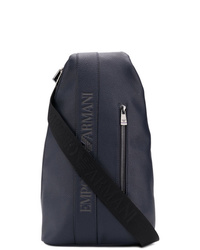dunkelblauer Leder Rucksack von Emporio Armani