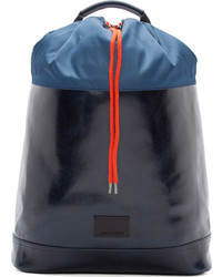 dunkelblauer Leder Rucksack von Kris Van Assche