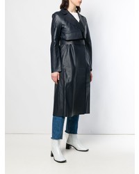 dunkelblauer Leder Trenchcoat von Sportmax