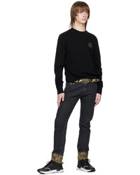 dunkelblauer Ledergürtel von VERSACE JEANS COUTURE