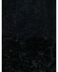 dunkelblauer Ledermantel mit Reliefmuster von Drome