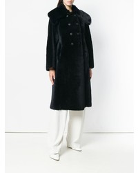 dunkelblauer Mantel mit einem Pelzkragen von Giorgio Armani
