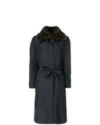 dunkelblauer Mantel mit einem Pelzkragen von Liska
