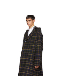 dunkelblauer Mantel mit Schottenmuster von Gucci