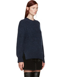 dunkelblauer Mohair Pullover mit einem Rundhalsausschnitt von 3.1 Phillip Lim