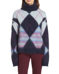 dunkelblauer Mohair Rollkragenpullover