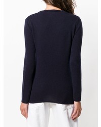 dunkelblauer Pailletten Pullover mit einem Rundhalsausschnitt von Max Mara Studio