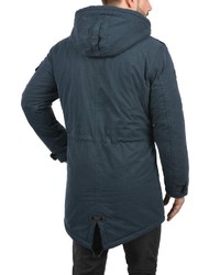 dunkelblauer Parka mit einem Schwalbenschwanz von Solid