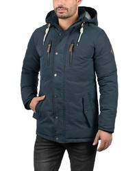 dunkelblauer Parka mit einem Schwalbenschwanz von Solid