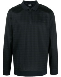 dunkelblauer Polo Pullover mit Hahnentritt-Muster