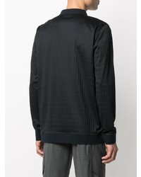 dunkelblauer Polo Pullover mit Hahnentritt-Muster von Karl Lagerfeld