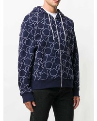 dunkelblauer Pullover mit einem Kapuze mit Sternenmuster von Golden Goose Deluxe Brand