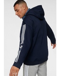 dunkelblauer Pullover mit einem Kapuze von adidas Originals