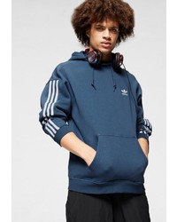 dunkelblauer Pullover mit einem Kapuze von adidas Originals