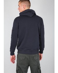 dunkelblauer Pullover mit einem Kapuze von Alpha Industries