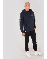 dunkelblauer Pullover mit einem Kapuze von Alpha Industries