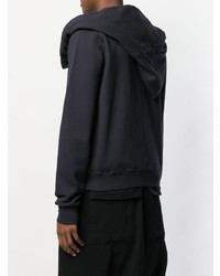 dunkelblauer Pullover mit einem Kapuze von Rick Owens DRKSHDW