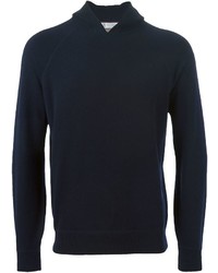 dunkelblauer Pullover mit einem Kapuze von Brunello Cucinelli