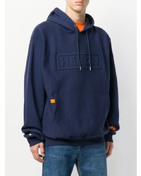 dunkelblauer Pullover mit einem Kapuze von Heron Preston