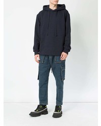 dunkelblauer Pullover mit einem Kapuze von Juun.J