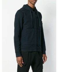 dunkelblauer Pullover mit einem Kapuze von Stone Island