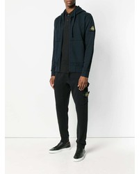 dunkelblauer Pullover mit einem Kapuze von Stone Island