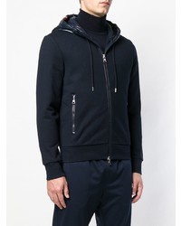 dunkelblauer Pullover mit einem Kapuze von Moncler