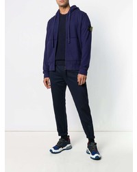 dunkelblauer Pullover mit einem Kapuze von Stone Island