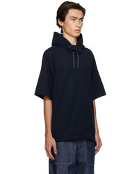 dunkelblauer Pullover mit einem Kapuze von Engineered Garments