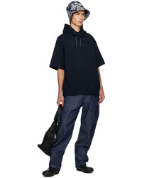 dunkelblauer Pullover mit einem Kapuze von Engineered Garments