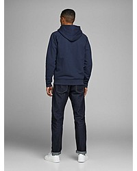 dunkelblauer Pullover mit einem Kapuze von Jack & Jones