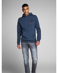 dunkelblauer Pullover mit einem Kapuze von Jack & Jones