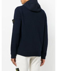 dunkelblauer Pullover mit einem Kapuze von Stone Island