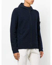 dunkelblauer Pullover mit einem Kapuze von Stone Island