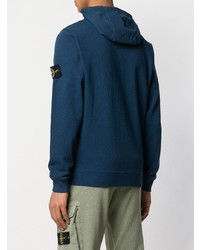 dunkelblauer Pullover mit einem Kapuze von Stone Island