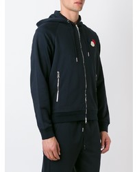 dunkelblauer Pullover mit einem Kapuze von Moncler