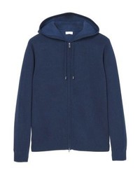 dunkelblauer Pullover mit einem Kapuze von Mango