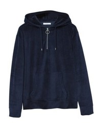dunkelblauer Pullover mit einem Kapuze von Mango