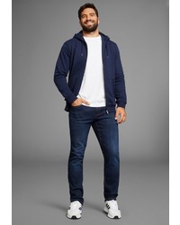 dunkelblauer Pullover mit einem Kapuze von mans world