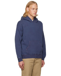 dunkelblauer Pullover mit einem Kapuze von VISVIM