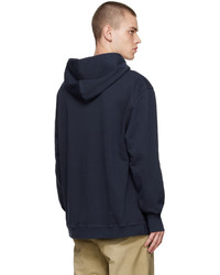 dunkelblauer Pullover mit einem Kapuze von YMC