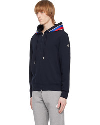 dunkelblauer Pullover mit einem Kapuze von Moncler