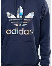 dunkelblauer Pullover mit einem Kapuze von adidas