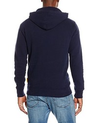 dunkelblauer Pullover mit einem Kapuze