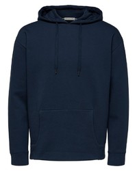 dunkelblauer Pullover mit einem Kapuze von Selected Homme