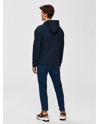 dunkelblauer Pullover mit einem Kapuze von Selected Homme